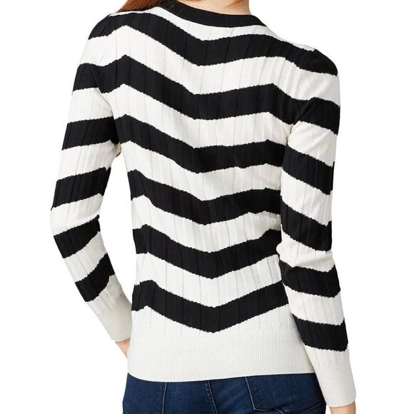 Derek Lam Ribbed black and white chevron stripe super Soft luxe sweater Size XS - Picture 5 of 10